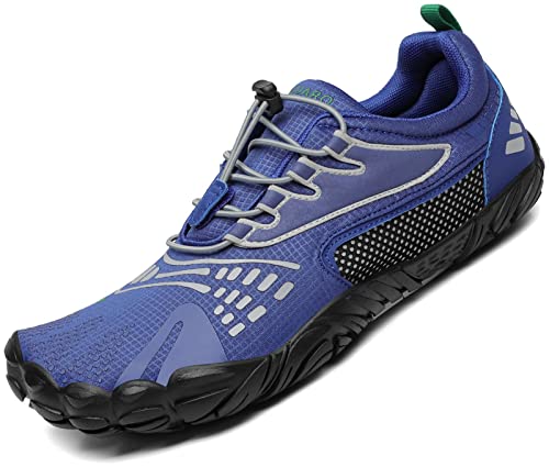 SAGUARO Barfussschuhe Damen Herren Trainingsschuhe Barfuß Laufschuhe Atmungsaktiv rutschfest Schnelltrocknend Minimalistische Zehenschuhe für Trekking Wander Laufen Parkour Gym, Blau, 42 EU von SAGUARO