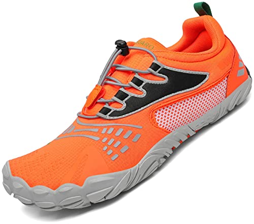 SAGUARO Barfussschuhe Damen Herren Trainingsschuhe Barfuß Laufschuhe Atmungsaktiv rutschfest Schnelltrocknend Minimalistische Zehenschuhe für Trekking Wander Laufen Parkour Gym, Orange, 36 EU von SAGUARO