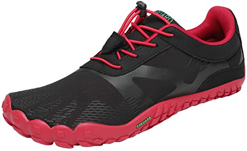 SAGUARO Barfussschuhe Damen Herren Trainingsschuhe Barfuß Laufschuhe Atmungsaktiv rutschfest Schnelltrocknend Minimalistische Zehenschuhe für Trekking Wander Laufen Parkour Gym, Rot, 36 EU von SAGUARO