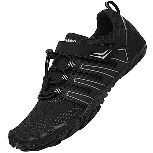 SAGUARO Barfußschuhe Damen Herren Trainingsschuhe Leicht Training Fitnessschuhe Barefoot Shoes Zehenschuhe für Trekking Laufen Parkour Gym, 083 Schwarz 39 von SAGUARO