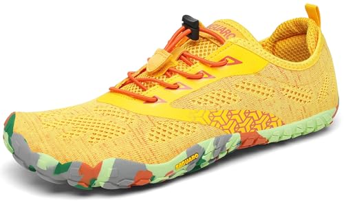 SAGUARO Barfußschuhe Damen Herren Zehenschuhe Traillaufschuhe Weich Bequem Barfussschuhe Fitnessschuhe Männer Frauen Trainingsschuhe für Joggen Laufen Wandern, Gelb, 38 EU von SAGUARO