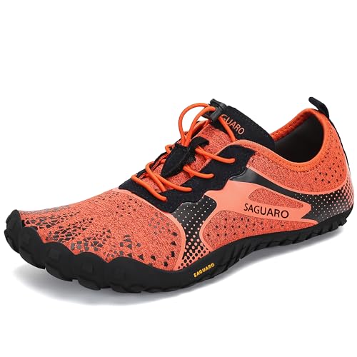 SAGUARO Barfußschuhe Damen Herren Zehenschuhe Traillaufschuhe Weich Bequem Barfussschuhe Fitnessschuhe Männer Frauen Trainingsschuhe für Joggen Laufen Wandern, Orange, 36 EU von SAGUARO