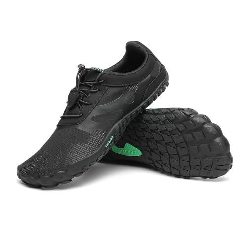 SAGUARO Barfußschuhe Damen Indoor Fitnessschuhe Weich Leicht Kletterschuhe Wander Strand Barfussschuhe Schnell Trocknend Walkingschuhe Sattes Schwarz Gr.38 von SAGUARO