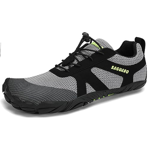 SAGUARO Barfußschuhe Herren Barfuss Schuhe Damen Barfussschuhe Outdoor Zehenschuhe Leicht Training Traillaufschuhe Fitnessschuhe Dim Grau, Gr.38 EU von SAGUARO