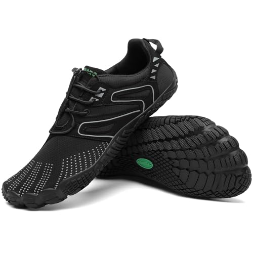 SAGUARO Barfussschuhe Damen Outdoor Fitnessschuhe Frauen Barfuß Laufschuhe Walkingschuhe Minimalistische Zehenschuhe Traillaufschuhe Super Schwarz,Gr.36 von SAGUARO