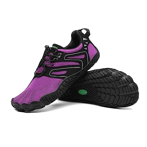 SAGUARO Barfußschuhe Damen Outdoor Fitnessschuhe Frauen Barfuß Laufschuhe Walkingschuhe Traillaufschuhe Zehenschuhe rutschfest Straßenlaufschue Königliches Violett,Gr.36 von SAGUARO