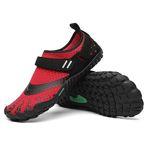 SAGUARO Barfußschuhe Damen Barfussschuhe Herren Outdoor Barfuß Traillaufschuhe Training Zehenschuhe Atmungsaktiv rutschfest Fitnessschuhe Straßenlaufschuhe Rot A, Gr.38 EU von SAGUARO