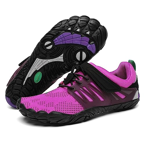 SAGUARO Barfussschuhe Damen Barfußschuhe Frauen Barfuß Schuhe Outdoor & Indoor Fitnessschuhe Leicht Zehenschuhe Traillaufschuhe St.2 Violett, Gr.42 EU von SAGUARO