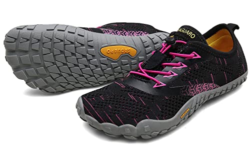 SAGUARO Barfußschuhe Damen Traillaufschuhe Leicht Training Fitnessschuhe Wander Wald Strand Straßenlaufschuhe Outdoor & Indoor Sports Schuhe für Frauen, Magenta Pink, 36 EU von SAGUARO