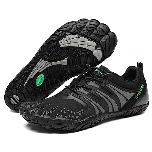 SAGUARO Barfußschuhe Damen Herren Traillaufschuhe Sommer Barfuss Fitnessschuhe Männer Outdoor Indoor Sportschuhe Wanderschuhe Outdoor BarfussSchwarz 36 EU von SAGUARO