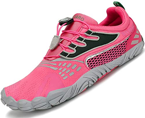 SAGUARO Barfussschuhe Damen Trainingsschuhe Barfuß Laufschuhe Atmungsaktiv rutschfest Schnelltrocknend Minimalistische Zehenschuhe für Trekking Wander Laufen Parkour Gym, Pink, 36 EU von SAGUARO