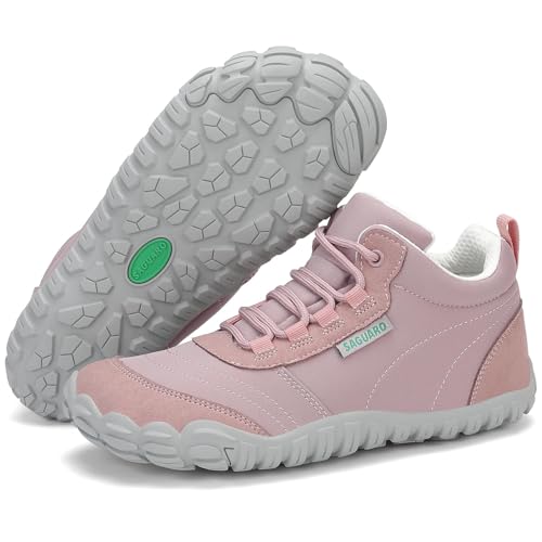 SAGUARO Barfußschuhe Herren Barfuss Schuhe Damen Barfusschuhe Leicht Zehenschuhe Bequem Fitnessschuhe rutschfest Traillaufschuhe Barefoot Shoes mit Zero-Drop Sohle Rosa,EU Gr.37 von SAGUARO