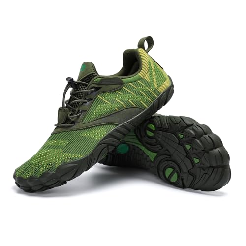 SAGUARO Barfußschuhe Herren Barfuss Schuhe Damen Barfussschuhe Zehenschuhe Outdoor & Indoor Fitnessschuhe rutschfest Traillaufschuhe Barefoot Shoes mit Zero-Drop Solhe Waldgrün,Gr.39 von SAGUARO