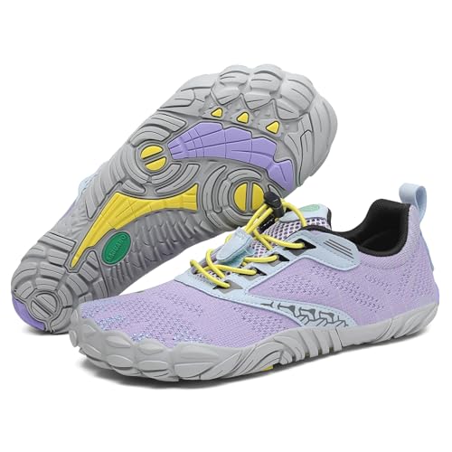 SAGUARO Barfußschuhe Herren Barfuss Schuhe Damen Knit Barfussschuhe rutschfest Zehenschuhe Barfuß Traillaufschuhe Barefoot Shoes Mit Breiter Zehenbox,Free Ⅰ - Barfußschuhe Lila,Gr.36 von SAGUARO