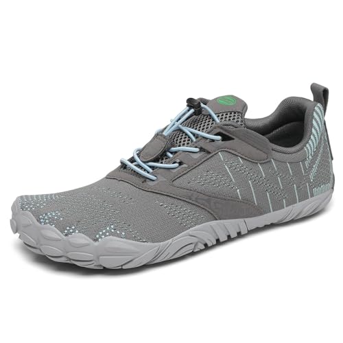 SAGUARO Barfußschuhe Herren Barfussschuhe Damen Barfuss Schuhe Zehenschuhe Outdoor Fitnessschuhe rutschfest Traillaufschuhe Barefoot Shoes mit Zero-Drop Solhe Französisch Grau,Gr.47 von SAGUARO