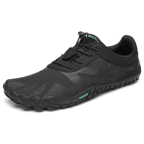 SAGUARO Barfußschuhe Herren Barfussschuhe Damen Barfuss Schuhe Zehenschuhe Outdoor Fitnessschuhe rutschfest Traillaufschuhe Barefoot Shoes mit Zero-Drop Solhe Rosine Schwarz, Gr.40 EU von SAGUARO