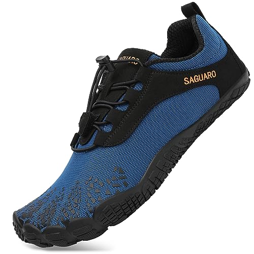 SAGUARO Barfußschuhe Herren Barfussschuhe Damen Barfuss Sommer Zehenschuhe Outdoor Traillaufschuhe Männer Blau 45 von SAGUARO