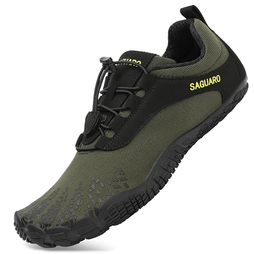 SAGUARO Barfußschuhe Herren Barfussschuhe Damen Barfuss Sommer Zehenschuhe Outdoor Traillaufschuhe Männer Grün 43 von SAGUARO