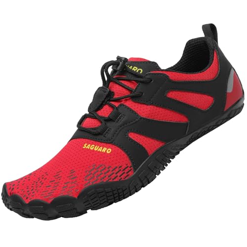 SAGUARO Barfussschuhe Herren Barfußschuhe Damen Barfuss Sommer Zehenschuhe Outdoor Traillaufschuhe Rot 39 EU von SAGUARO