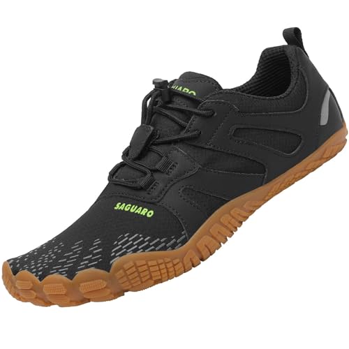 SAGUARO Barfußschuhe Herren Barfuss Schuhe Damen Sommer Barefoot Shoes Leicht Atmungsaktive Barfussschuhe Outdoor Zehenschuhe für Männer Frauen, dunkel schwarz, 47 EU von SAGUARO