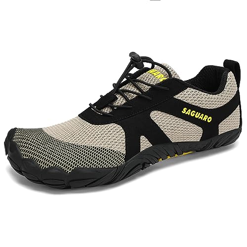 SAGUARO Barfußschuhe Herren Barfussschuhe Damen Sommer Barfuß Schuhe Outdoor Zehenschuhe Leicht Training Fitnessschuhe Minimalistische Traillaufschuhe Khaki, Gr.47 EU von SAGUARO