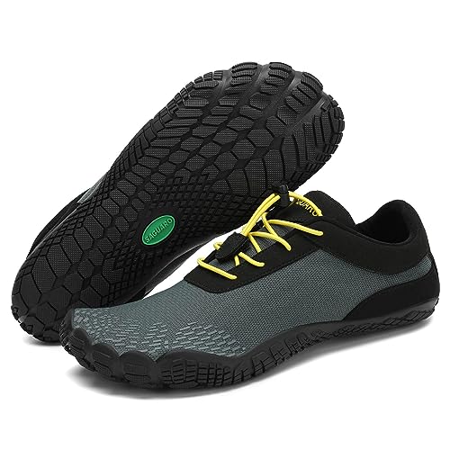 SAGUARO Barfußschuhe Herren Barfussschuhe Damen Barfuss Schuhe Outdoor Zehenschuhe Leicht Fitnessschuhe Traillaufschuhe mit Breite Zehenbox Paynes Grau, Gr.42 EU von SAGUARO