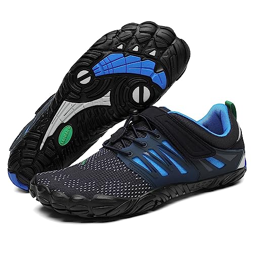 SAGUARO Barfußschuhe Herren Barfussschuhe Männer Barfuss Schuhe Outdoor Fitness Zehenschuhe Traillaufschuhe Minimalistische Fitnessschuhe St.2 Dark Blau, Gr.45 EU von SAGUARO