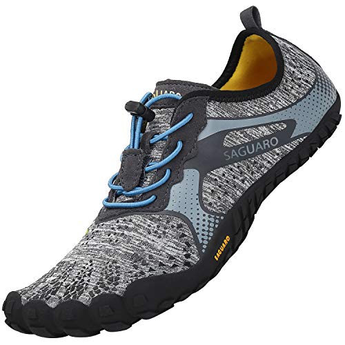 SAGUARO Barfußschuhe Herren Damen Atmungsaktiv Aquaschuhe Sport Wasserschuhe Trekking Zehenschuhe Minimalistische Surf Joggen Barfuss Schwimmschuhe,Aqua Grau 46 von SAGUARO