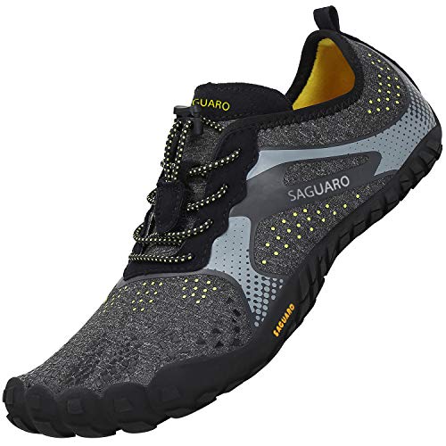 SAGUARO Barfußschuhe Herren Damen Atmungsaktiv Aquaschuhe Sport Wasserschuhe Trekking Zehenschuhe Minimalistische Surf Joggen Barfuss Schwimmschuhe,Aqua Schwarz 42 von SAGUARO