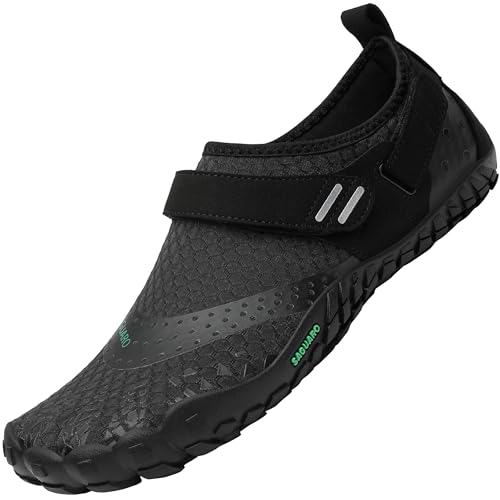 SAGUARO Barfußschuhe Herren Damen Atmungsaktiv Aquaschuhe Sport Wasserschuhe Trekking Zehenschuhe Minimalistische Surf Joggen Barfuss Schwimmschuhe,Schwarz 39 von SAGUARO