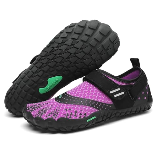 SAGUARO Barfußschuhe Herren Barfuss Schuhe Damen Barfussschuhe Outdoor Sport Zehenschuhe Fitnessschuhe rutschfest Traillaufschuhe Violett,Gr.36 von SAGUARO