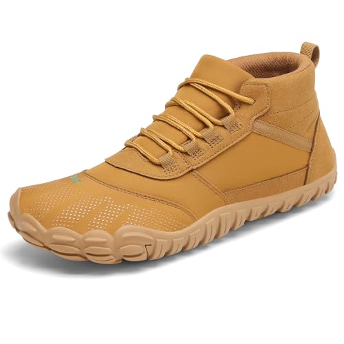 SAGUARO Barfußschuhe Herren Damen Barfuss Schuhe Leicht Zehenschuhe rutschfest Outdoor Fitnessschuhe Bequem Traillaufschuhe mit Breite Zehenbox, Terra III, Gelb 43EU von SAGUARO