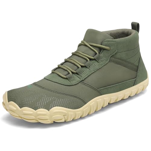 SAGUARO Barfußschuhe Herren Damen Barfuss Schuhe Leicht Zehenschuhe rutschfest Outdoor Fitnessschuhe Bequem Traillaufschuhe mit Breite Zehenbox, Terra III, Grün 36EU von SAGUARO