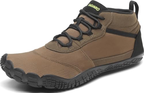 SAGUARO Barfußschuhe Herren Damen Barfuss Trekking & Wanderschuhe Leicht Outdoor Fitnessschuhe rutschfest Atmungsaktiv Zehenschuhe Traillaufschuhe mit Breite Zehenbox, Braun 36EU von SAGUARO