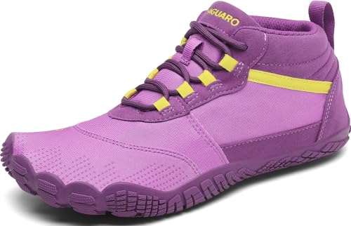 SAGUARO Barfußschuhe Herren Damen Barfuss Trekking & Wanderschuhe Leicht Outdoor Fitnessschuhe rutschfest Atmungsaktiv Zehenschuhe Traillaufschuhe mit Breite Zehenbox, Violett 37EU von SAGUARO