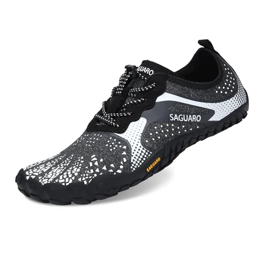 SAGUARO Barfussschuhe Herren Damen Barfußschuhe Sommer Leicht Sportlich Outdoor Fitnessschuhe Weiß Gr.38 von SAGUARO