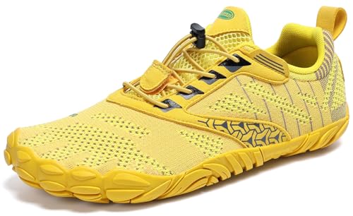 SAGUARO Barfußschuhe Herren Damen Barfussschuhe Traillaufschuhe Zehen Training Fitnessschuhe Outdoor Barfuss Wanderschuhe Atmungsaktiv Schnell Trocknend Badeschuhe, Gelb, 43 EU von SAGUARO