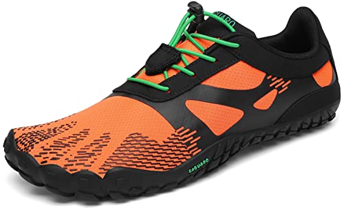 SAGUARO Barfußschuhe Herren Damen Barfussschuhe Traillaufschuhe Zehen Training Joggen Fitnessschuhe Outdoor Sport Barfuss Wanderschuhe Atmungsaktiv Schnell Trocknend Badeschuhe, Karottenorange, 36 EU von SAGUARO