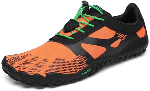 SAGUARO Barfußschuhe Herren Damen Barfussschuhe Traillaufschuhe Zehen Training Fitnessschuhe Outdoor Barfuss Wanderschuhe Atmungsaktiv Schnell Trocknend Badeschuhe, Karottenorange, 37 EU von SAGUARO