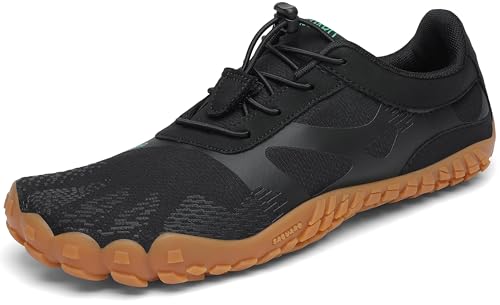 SAGUARO Barfußschuhe Herren Damen Barfussschuhe Traillaufschuhe Zehen Training Fitnessschuhe Outdoor Barfuss Wanderschuhe Atmungsaktiv Schnell Trocknend Badeschuhe, Tinte schwarz, 39 EU von SAGUARO