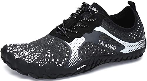 SAGUARO Barfußschuhe Herren Damen Barfussschuhe Traillaufschuhe Zehen Training Joggen Fitnessschuhe Outdoor Sport Barfuss Wanderschuhe Atmungsaktiv Schnell Trocknend Badeschuhe, Weiß, 40 EU von SAGUARO