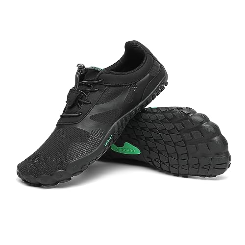 SAGUARO Barfussschuhe Herren Damen Fitnessschuhe Atmungsaktiv Traillaufschuhe Outdoor & Indoor Trainingsschuhe Schnell Trocknend Minimalistische Wasserschuhe Sattes Schwarz Gr.40 von SAGUARO