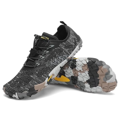 SAGUARO Barfußschuhe Herren Damen Fitnessschuhe mit Zehen Sohle Bequem Atmungsaktiv Sport Traillaufschuhe rutschfest Leight Laufschuhe Outdoor Camouflage 40 EU von SAGUARO