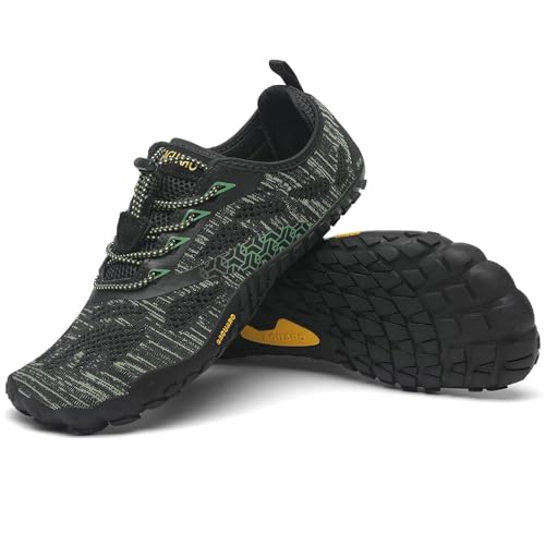 SAGUARO Barfußschuhe Herren Damen Fitnessschuhe mit Zehen Sohle Bequem Atmungsaktiv Sport Traillaufschuhe rutschfest Leight Laufschuhe Outdoor Grün 41 EU von SAGUARO