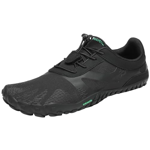 SAGUARO Barfußschuhe Herren Damen Fitnessschuhe mit Zehen Sohle Bequem Atmungsaktiv Sport Traillaufschuhe rutschfest Leight Laufschuhe Outdoor Schwarz 46 EU von SAGUARO