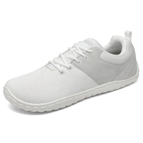 SAGUARO Barfußschuhe Wish Ⅰ- Barfußschuhe Herren Damen Knit Barfussschuhe Leicht Barfuss Schuhe Weit Zehenschuhe Minimalistische Hallenschuhe Outdoor Fitnessschuhe Freizeitschuhe Weiß, Gr.38 von SAGUARO