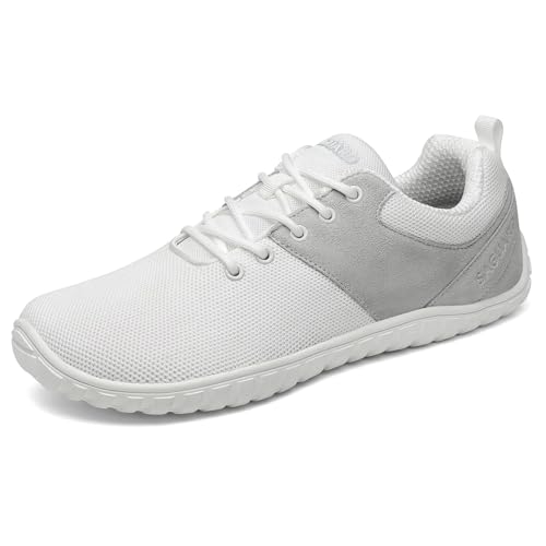 SAGUARO Barfußschuhe Wish Ⅰ- Barfußschuhe Herren Damen Knit Barfussschuhe Leicht Barfuss Schuhe Weit Zehenschuhe Minimalistische Hallenschuhe Outdoor Fitnessschuhe Freizeitschuhe Weiß, Gr.42 von SAGUARO