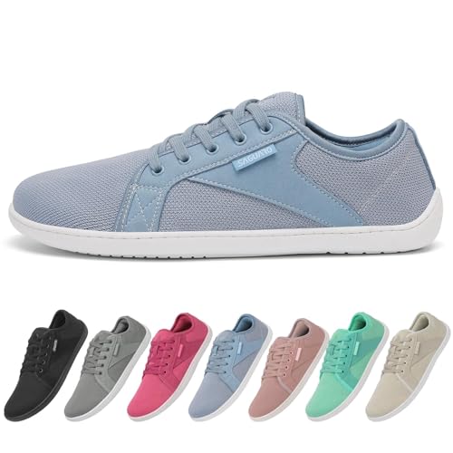 SAGUARO Barfußschuhe Herren Damen Knit Fitnessschuhe Atmungsaktive Weich Barfussschuhe rutschfeste Minimalschuhe Barfuß Freizeitschuh für Männer Frauen, Luck Ⅰ, Blau, 42 EU von SAGUARO