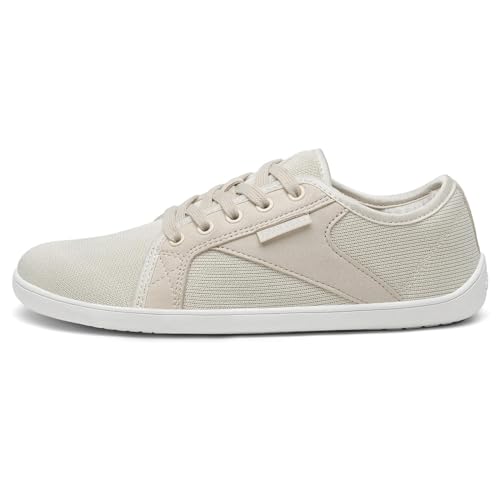 SAGUARO Barfußschuhe Herren Damen Knit Fitnessschuhe Atmungsaktive rutschfeste Minimalschuhe Barfuß Freizeitschuh für Männer Frauen, Beige Weiß, 44EU von SAGUARO