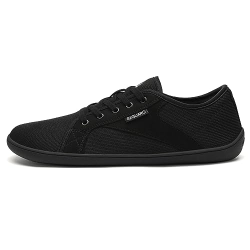 SAGUARO Barfußschuhe Herren Damen Knit Fitnessschuhe Atmungsaktive rutschfeste Minimalschuhe Barfuß Freizeitschuh für Männer Frauen, Öl Schwarz, 41EU von SAGUARO